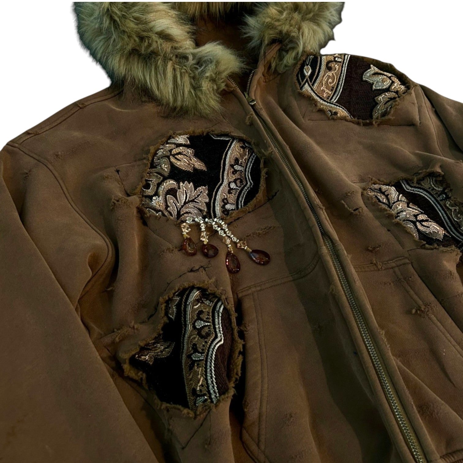 Vintage Rips Fur Hoodie