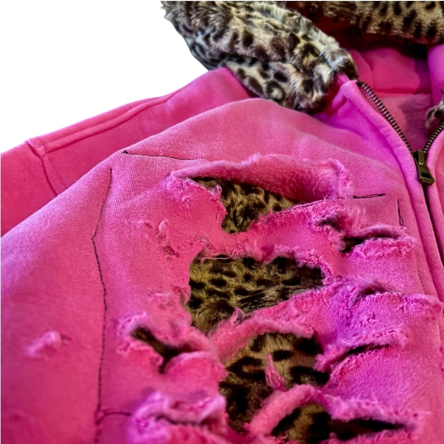 Pink Cheetah Rips Hoodie