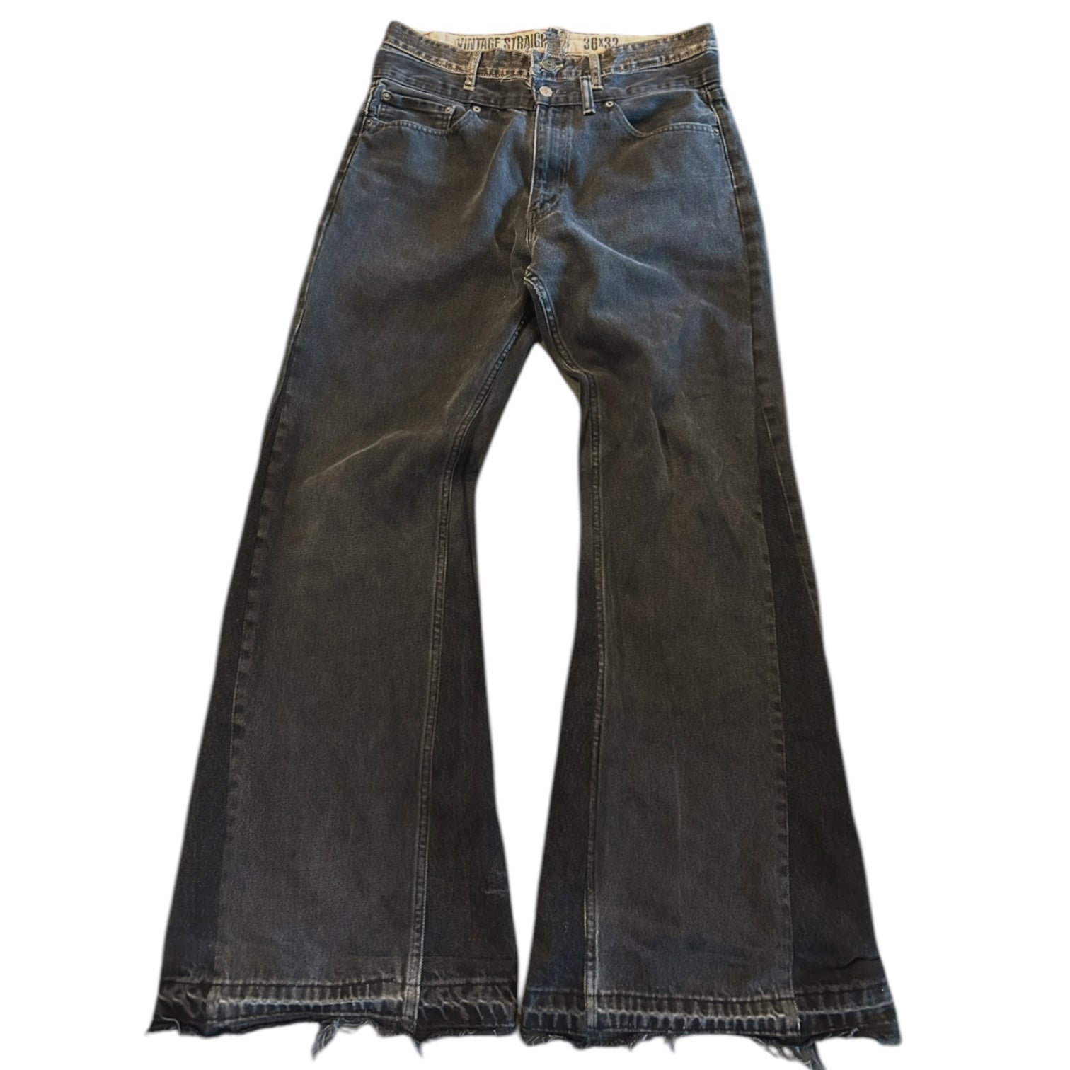 Painted Evisu Flared Double Waisted Jeans
